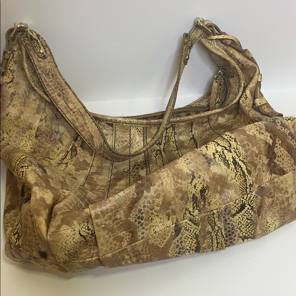 Jessica Simpson | Large Reptile Leather Hobo Purse | Snakeskin Carry Satchel Bag - Picture 6 of 7